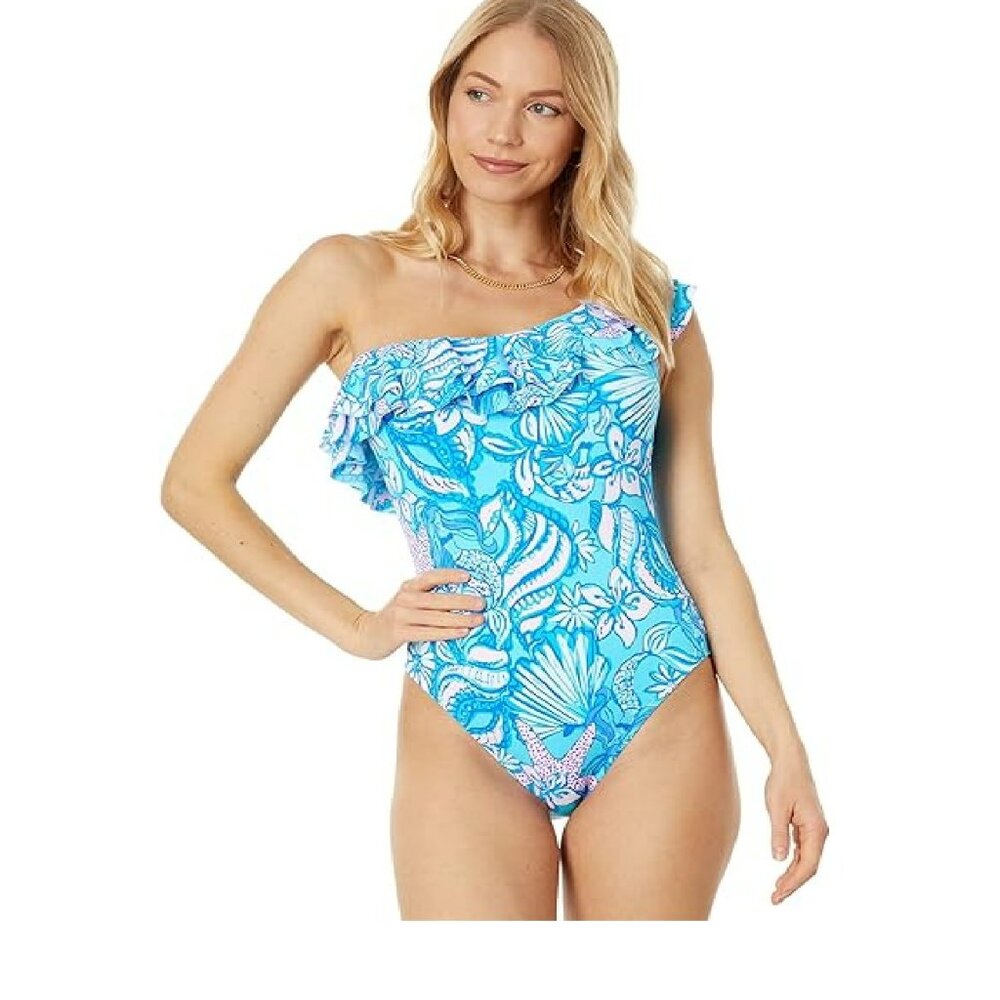 Lilly Pulitzer Caelum One Piece Swimsuit Amalfi Blue Sound The Sirens 14